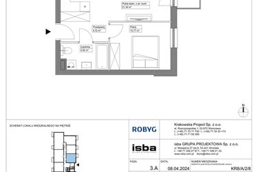Rzut - Mieszkanie na sprzedaż 2 pokoje o powierzchni 41,33 m² - numer KR8/A/2/8 w Apartamenty Krakowska etap VIII