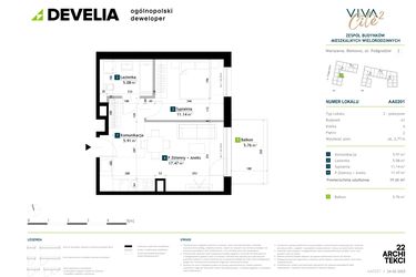 Rzut - Mieszkanie na sprzedaż 2 pokoje o powierzchni 39,6 m² - numer AA0201 w Viva Cité 2