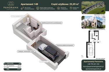 Rzut - Mieszkanie na sprzedaż 3 pokoje o powierzchni 77,93 m² - numer 14B w Apartamenty Panorama