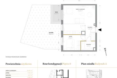 Rzut - Mieszkanie na sprzedaż 2 pokoje o powierzchni 45,04 m² - numer A/01 w Królowej Jadwigi