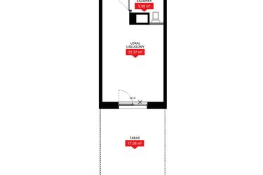 Rzut - Mieszkanie na sprzedaż 1 pokój o powierzchni 25,37 m² - numer A2 162LU w 29L - Apartamenty inwestycyjne