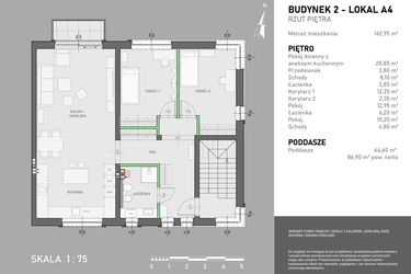 Rzut - Dom na sprzedaż 4 pokoje o powierzchni 162,95 m² - numer A4 w Mrówcza 49