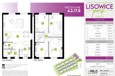 Rzut - Mieszkanie na sprzedaż 4 pokoje o powierzchni 110,32 m² - numer A.2.17.B w Lisowice Park etap 2+