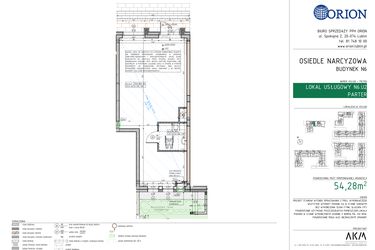 Rzut - Lokal użytkowy na sprzedaż 1 pokój o powierzchni 54,28 m² - numer N6.U2 w Osiedle Narcyzowe