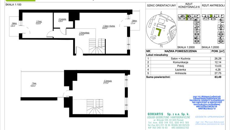 Rzut - Mieszkanie na sprzedaż 4 pokoje o powierzchni 83,49 m² - numer B46 w Jasielska 8C