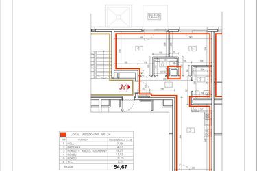 Rzut - Mieszkanie na sprzedaż 2 pokoje o powierzchni 34,25 m² - numer D.34 w Młyny Mogilska