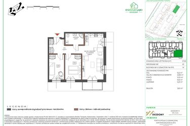Rzut - Mieszkanie na sprzedaż 3 pokoje o powierzchni 57,85 m² - numer 20 w Osiedle Polna bud. 5