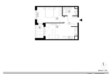 Rzut - Mieszkanie na sprzedaż 2 pokoje o powierzchni 39,69 m² - numer A1-1-4 w Hipoteczna Park
