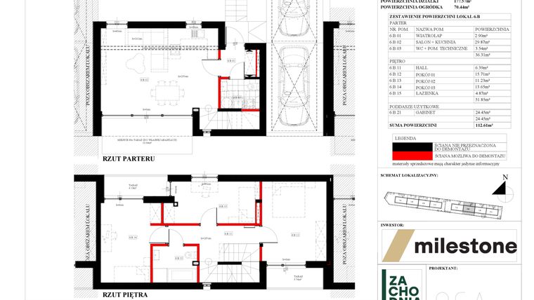 Rzut - Dom na sprzedaż 5 pokoi o powierzchni 112,61 m² - numer 6.B w Zachodnia Wesoła