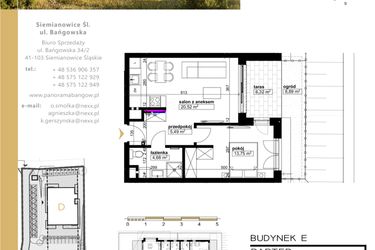 Rzut - Mieszkanie na sprzedaż 2 pokoje o powierzchni 44,44 m² - numer E.0.3 w Panorama Bańgów Etap II