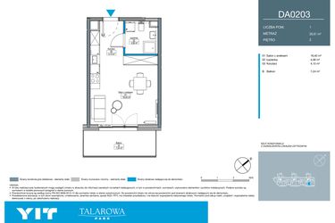 Rzut - Mieszkanie na sprzedaż 1 pokój o powierzchni 26,61 m² - numer DA0203 w Talarowa Park II