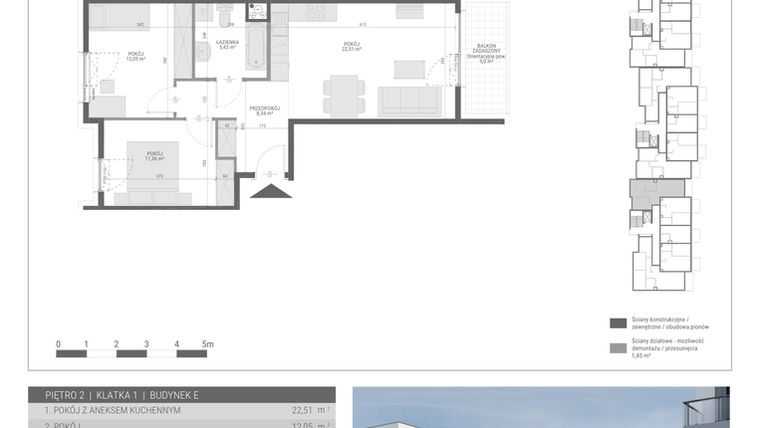 Rzut - Mieszkanie na sprzedaż 3 pokoje o powierzchni 59,69 m² - numer 11 w Monsa bud. E