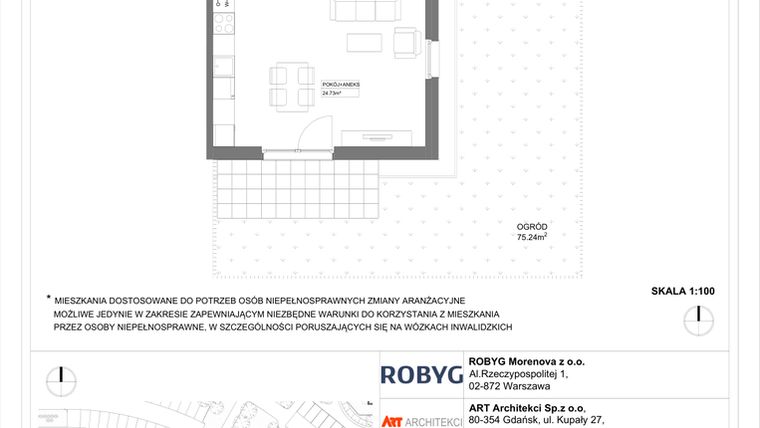 Rzut - Mieszkanie na sprzedaż 1 pokój o powierzchni 29,9 m² - numer 3.10.0M06 w Szumilas etap III