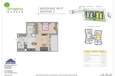 Rzut - Mieszkanie na sprzedaż 2 pokoje o powierzchni 54,42 m² - numer 17 w Smętna Garden