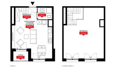 Rzut - Mieszkanie na sprzedaż 1 pokój o powierzchni 68,34 m² - numer A1 143 w 29L