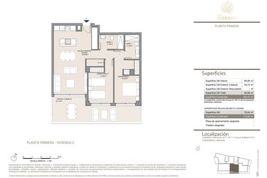 Rzut - Mieszkanie na sprzedaż 2 pokoje o powierzchni 103 m² - numer 1C w Torre Biznaga