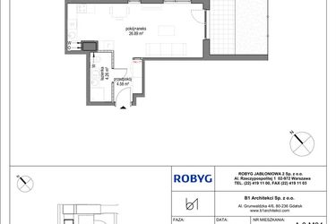 Rzut - Mieszkanie na sprzedaż 1 pokój o powierzchni 35,55 m² - numer A.0M04 w Kobieli 4