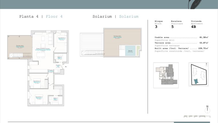 Rzut - Mieszkanie na sprzedaż 3 pokoje o powierzchni 81,58 m² - numer B3-4B w Talasa Celeus y Terra by Quadratia