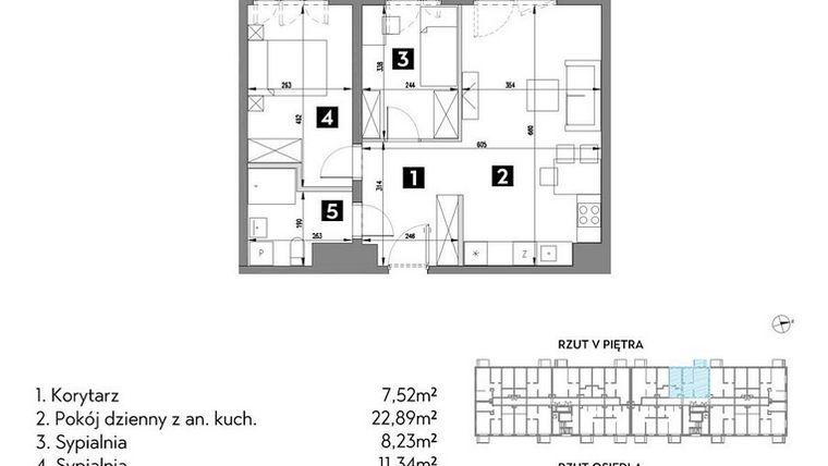 Rzut - Mieszkanie na sprzedaż 3 pokoje o powierzchni 54,99 m² - numer A2/5/6 w Metr Kwadrat