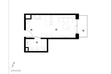 Rzut - Mieszkanie na sprzedaż 1 pokój o powierzchni 27,12 m² - numer A2.2.10 w Apartamenty Grundmanna
