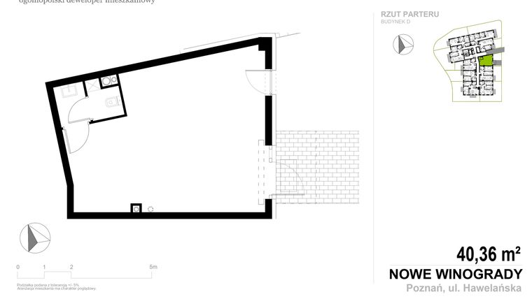 Rzut - Lokal użytkowy na sprzedaż 1 pokój o powierzchni 40,36 m² - numer D.LU.01 w Nowe Winogrady