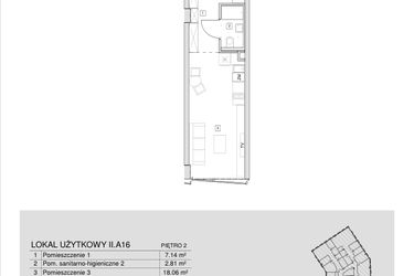Rzut - Mieszkanie na sprzedaż 1 pokój o powierzchni 28,01 m² - numer II.A.16 w Krakowska 35 - Apartamenty Inwestycyjne