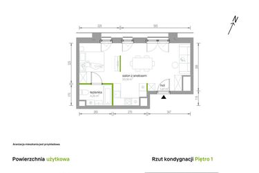 Rzut - Mieszkanie na sprzedaż 1 pokój o powierzchni 39,1 m² - numer 1/A/09 w Kijowska Vita