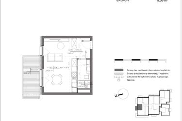 Rzut - Mieszkanie na sprzedaż 1 pokój o powierzchni 32,83 m² - numer B.1.8 w Polanka 21