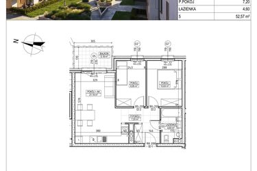 Rzut - Mieszkanie na sprzedaż 3 pokoje o powierzchni 52,57 m² - numer M.B8.00.25 w Osiedle Harmonia bud. B8
