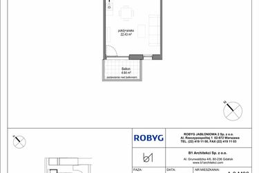 Rzut - Mieszkanie na sprzedaż 1 pokój o powierzchni 29,3 m² - numer A.3M06 w Kobieli 4