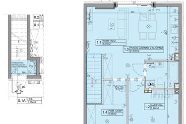 Rzut - Mieszkanie na sprzedaż 3 pokoje o powierzchni 56,07 m² - numer 22 w Manufaktura Marki 2