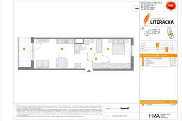 Rzut - Mieszkanie na sprzedaż 2 pokoje o powierzchni 44,06 m² - numer A.12 w Apartamenty Literacka