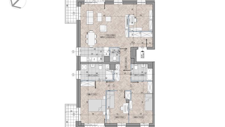 Rzut - Mieszkanie na sprzedaż 4 pokoje o powierzchni 103,48 m² - numer 24 w Kamienica przy Ciepłej
