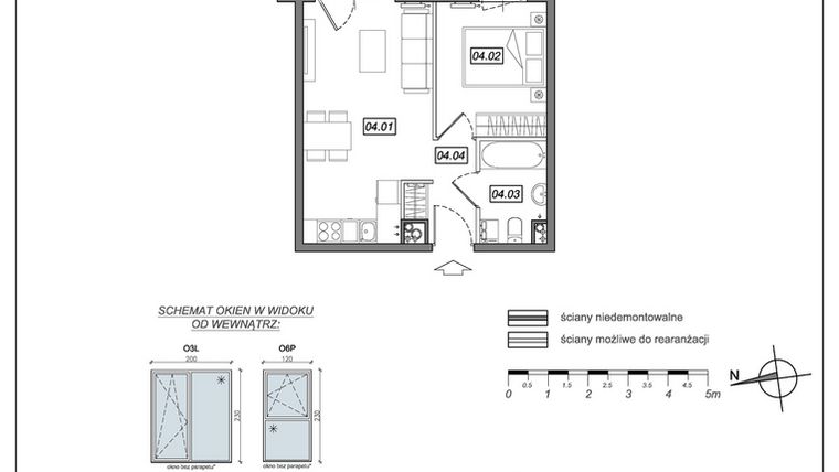 Rzut - Mieszkanie na sprzedaż 2 pokoje o powierzchni 35,08 m² - numer 9.A.04 w Urzeka bud. 9