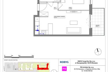 Rzut - Mieszkanie na sprzedaż 2 pokoje o powierzchni 41,76 m² - numer MLAAB/B/2/5 w Metro Life Apartamenty