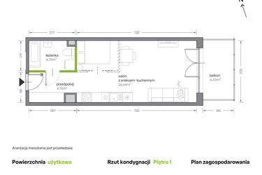 Rzut - Mieszkanie na sprzedaż 1 pokój o powierzchni 36,19 m² - numer A.068 w Żabiniec Vita