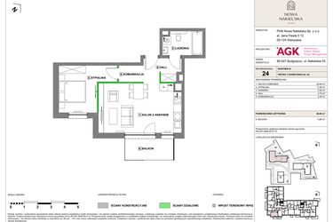Rzut - Mieszkanie na sprzedaż 2 pokoje o powierzchni 46,6 m² - numer NN-B-LM-24 w Nowa Nakielska by PHN