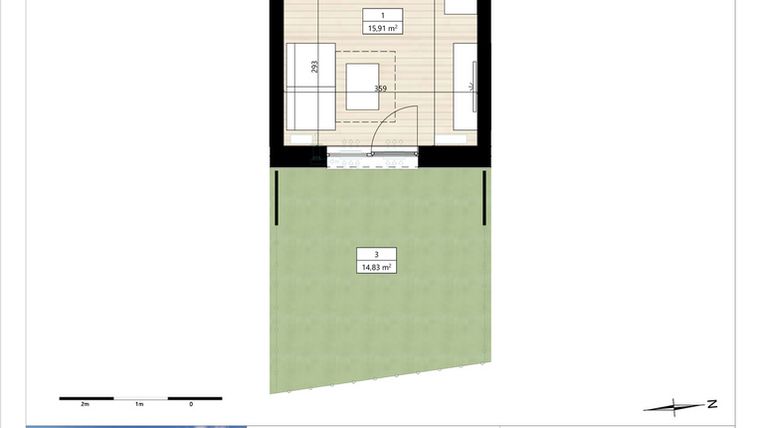 Rzut - Mieszkanie na sprzedaż 1 pokój o powierzchni 19,75 m² - numer B4/0/6 w Montano bud. B4 - apartamenty inwestycyjne