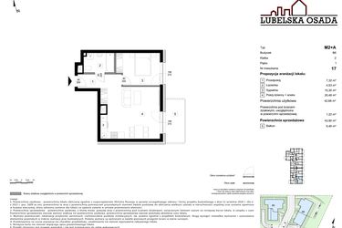 Rzut - Mieszkanie na sprzedaż 2 pokoje o powierzchni 43,9 m² - numer B6.17 w Lubelska Osada budynek B6