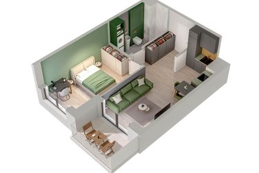 Rzut - Mieszkanie na sprzedaż 2 pokoje o powierzchni 39 m² - numer C.27.B w Quercus bud. C