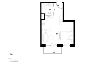 Rzut - Mieszkanie na sprzedaż 1 pokój o powierzchni 31,6 m² - numer A2.7.10 w Apartamenty Grundmanna