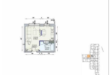 Rzut - Mieszkanie na sprzedaż 1 pokój o powierzchni 26,78 m² - numer 1/5/22/1a w Gwarna