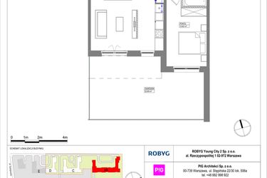 Rzut - Mieszkanie na sprzedaż 2 pokoje o powierzchni 52,06 m² - numer MLAAB/B/0/1 w Metro Life Apartamenty