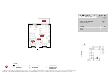 Rzut - Mieszkanie na sprzedaż 1 pokój o powierzchni 32,09 m² - numer BR11/36 w Browary Wrocławskie 2