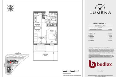 Rzut - Mieszkanie na sprzedaż 2 pokoje o powierzchni 44,14 m² - numer C1.03 w Lumena