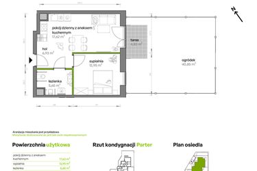 Rzut - Mieszkanie na sprzedaż 2 pokoje o powierzchni 44,06 m² - numer AA0006 w Ptasia Vita