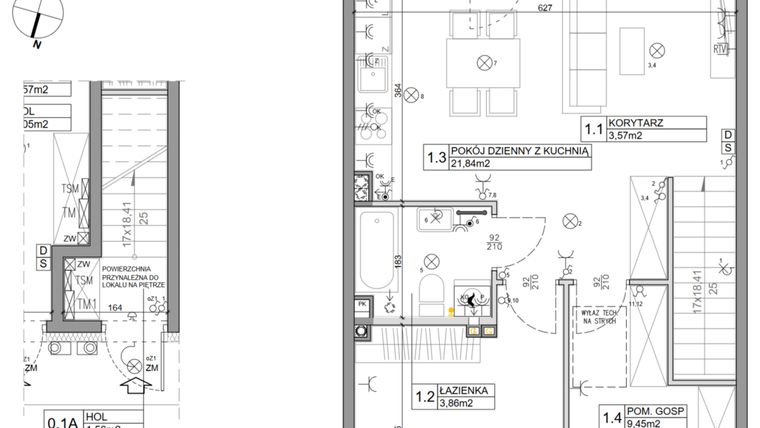 Rzut - Mieszkanie na sprzedaż 3 pokoje o powierzchni 58,82 m² - numer 102 w Manufaktura Marki 2 etap IV