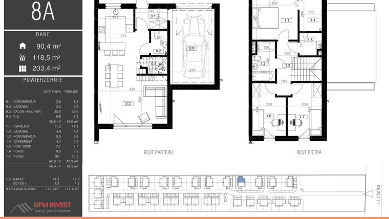 Rzut - Dom na sprzedaż 4 pokoje o powierzchni 114,3 m² - numer 8A w Family Park Ksawerów IV