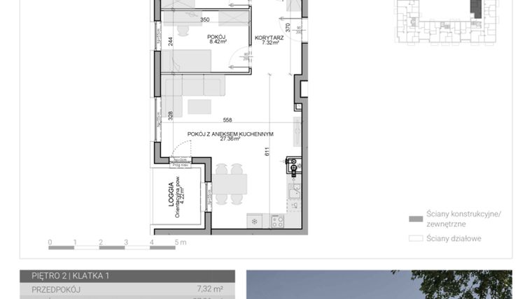 Rzut - Mieszkanie na sprzedaż 3 pokoje o powierzchni 58,95 m² - numer M-14 w Osiedle Radosne II