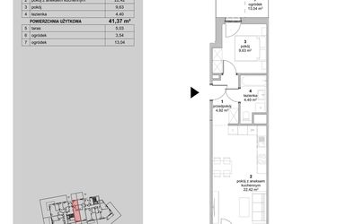 Rzut - Mieszkanie na sprzedaż 2 pokoje o powierzchni 41,37 m² - numer S2.I.0.1 w ATAL Idea Swarzędz II